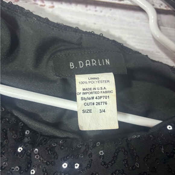 B. Darlin Black Sequin Short Sleeve Party Dress, Size 3/4 - Picture 5 of 8